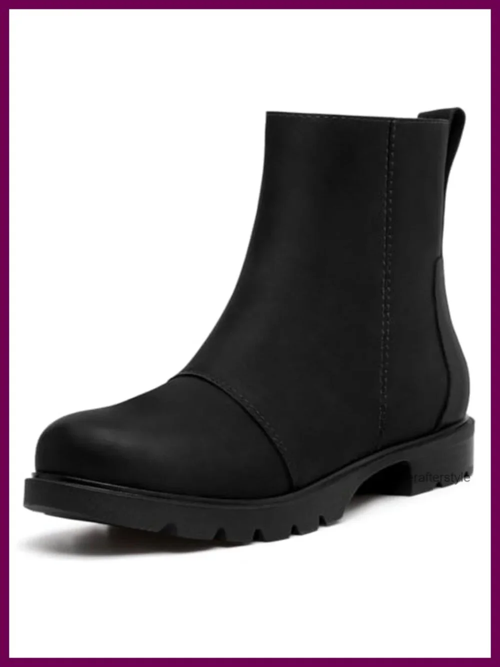 Women's Ankle Boots Comfortable Lug Sole Chunky Low Heel Zipper Short Booties
